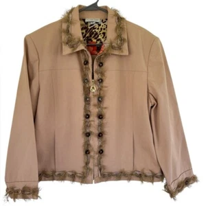 St John Sport Fringe Button Trim Zip Front Jacket Womens Size XL - Bild 1 von 10