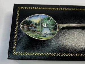 Antique Silver 935 Columbia Ceylon Enamel  Demitasse Vintage Spoon 4 3/4” - Picture 1 of 7