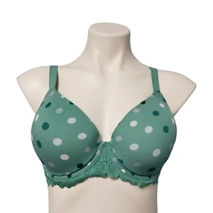 Reggiseno No Boundaries T-Shirt Donna 36C Blu A Polka Punto Sottofilo Leggermente Foderato - Foto 1 di 13