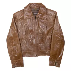 GUESS Womens Jacket Brown Leather M - Picture 1 of 6