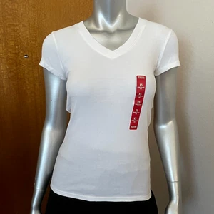 Mossimo Womens 100% cotton V-neck White Basic Tee T-shirt Top Size XS / X-small. - Picture 1 of 14