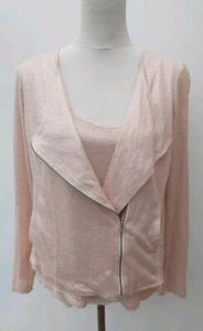 Cardigan due pezzi Marie Sixtine lino champagne taglia M 12 14 tunica canotta top zip - Foto 1 di 21
