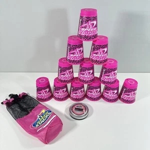 Speed Stacks Official WSSA 12 Cup Pink Leopard Print Timer & carry Case Stackers - Picture 1 of 11