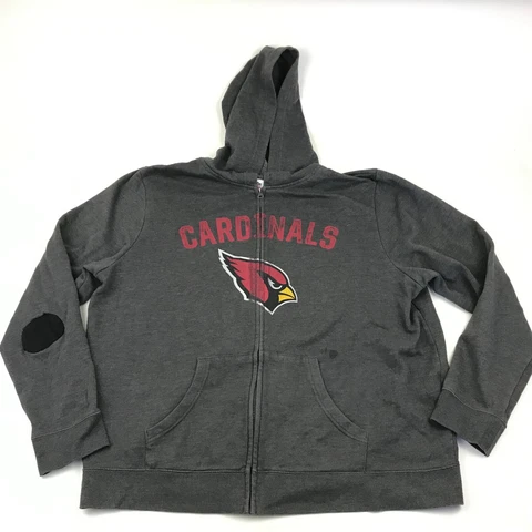 Arizona Cardinals Sweater Hoodie Size 2XL XXL Gray Full Zip NFL Long Sleeve Men Cover