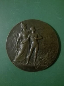 MEDAGLIA MEDAILLE MEDAL MINERVA MINERVE TIR DE FRANCE SIGNÉE COUDRAY BRONZE - Foto 1 di 2
