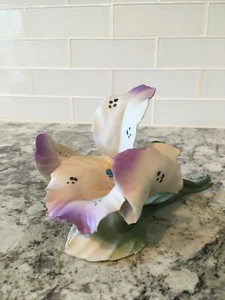 Vintage Capodimonte Purple White Lily Iris Flower Italy - Picture 1 of 10