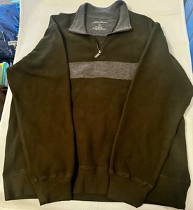 Eddie Bauer Pullover Herren L Jägergrün Pulli 1/4 Zip Baumwolle Sweatshirt - Bild 1 von 3