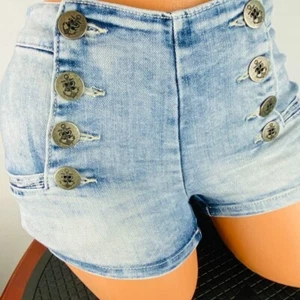 Rue 21 Jean Shorts Juniors Womens  Anchor Buttons Panel Front Casual 1 / 2 - Picture 1 of 10