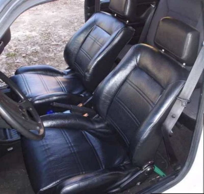 Fundas de asiento de cuero negras de repuesto para Volkswagen Cabriolet 1985-1993 Foto 1 de 4