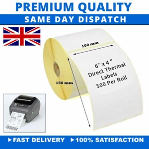 ROYAL MAIL COMPATIBLE 4X6" 100x150MM DIRECT THERMAL PRINTER LABELS FOR DHL EVRI - Picture 1 of 12