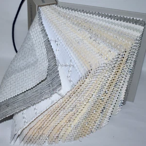 FABRIC SAMPLE BOOK White Beige NICE & BREEZY Textural Drapery 48pcs LOT EZ-Peel - Picture 1 of 19