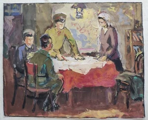 Ukrainian Soviet gouache Painting soc realism KGB police - Picture 1 of 3