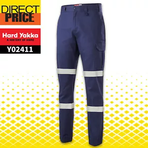 Hard Yakka Cargo Cuffed Pant Reflective Tape 8 eight pocket work Safety Y02411 - Picture 1 of 6