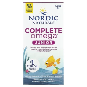 Nordic Naturals, Omega Junior Completo, Edades 6+,180 Mini Geles Blandos, Caducidad:03/2028 - Imagen 1 de 3