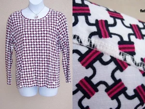 T By Talbots SOFT tejido NUEVO camisa top eslabón cadena talla XL negro blanco rosa blusa - Imagen 1 de 10