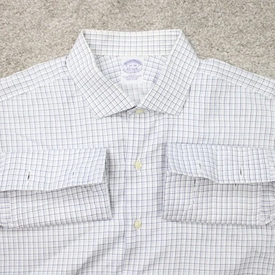 Brooks Brothers Shirt Men 17, 34 White/Blue Slim Fit Egyptian Cotton French Cuff - Image 1 of 4