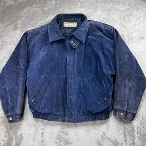 Santa Fe Outback Giacca di Pelle Uomo 2XLarge Blu Scamosciato Bomber Tasche Zip - Foto 1 di 13