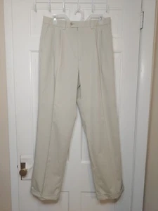 Pantalones Ralph Lauren 100 % algodón para hombre 34x34 beige/caqui plisados y puños - Imagen 1 de 10