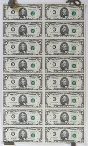 Uncut Sheet of 16 Series 1995 $5 F Federal Reserve Notes Atlanta, GA BEP 05493 - Picture 1 of 4