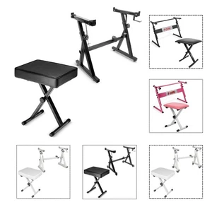 Supporto tastiera pianoforte 5 core con panca imbottita set regolabile portatile 61/76/88 tasti - Foto 1 di 24