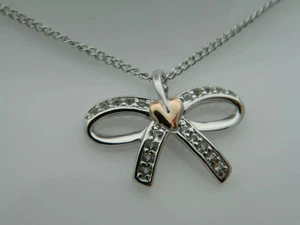 Welsh Clogau Silver & 9ct Rose Gold Tree of Life White Topaz Bow Pendant RP £179 - Picture 1 of 3
