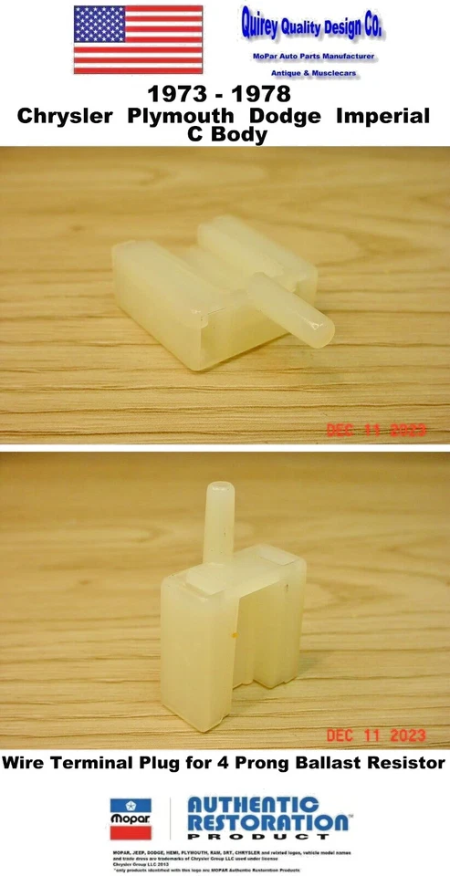 1973 78 Chrysler C Body 4 Prong Ballast Resistor Terminal Plug 3588525 MoPar USA - Image 1 of 2