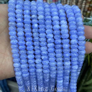 Cuentas espaciadoras rondelle de cuarzo azul teñido de alta calidad de 5x8 mm para hacer joyas hágalo usted mismo - Imagen 1 de 6