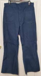 Vintage US Navy Denim Type I Utility Trousers Pants Sz 33 Bell Bottoms Gibralter - Picture 1 of 10