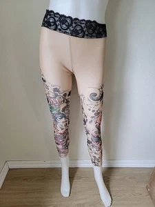 Ed Hardy Style Tatoo Hoisery Pantyhose Nylons Large 3/4 Length - Picture 1 of 8