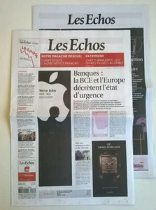LES ECHOS des 7 et 8 octobre 2011 : LA MORT DE STEVE JOBS - Picture 1 of 12