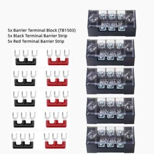 5SET Dual Row 3 Position Screws Terminal Electric Barrier Strip Block 600V 15A - Picture 1 of 6