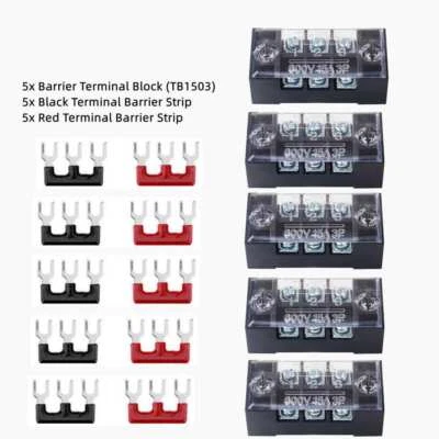 5SET Dual Row 3 Position Screws Terminal Electric Barrier Strip Block 600V 15A - Image 1 of 4