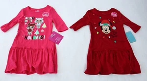 Girls Lot 2 Minnie Mouse L.O.L. Surprise! Christmas Graphic Dresses XS 4-5 NEW - Picture 1 of 4