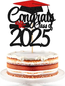 , Glitter Graduation Cake Topper 2025 - Congrats Grad Cake Topper | 2025 Grad Pa - Picture 1 of 8