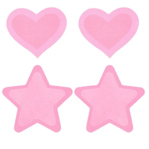 Peekaboos 2 Pairs Of Glow In The Dark Pink Heart & Star Shaped Nipple Pasties - Picture 1 of 1