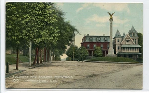 Tarjeta postal Street Scene Soldiers & Sailors Monument Wilmington Delaware 1910c - Imagen 1 de 1