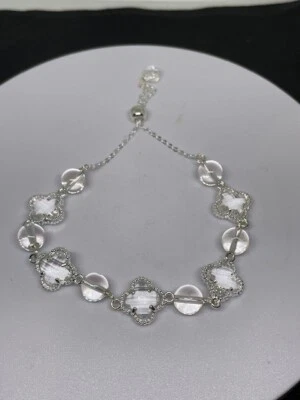 Pulsera de cuarzo transparente de lujo - ajustable - cuentas de cristal Foto 1 de 2