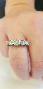 Diamond 5 Stone Eternity Band Ring 18K Gold shank & bezels, approx .45ct - Picture 1 of 6