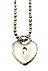 Tiffany & Co. Necklace Heart Pendant with Key Opening Sterling Silver Ball Chain