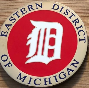 US Marshals Service - Eastern District of Michigan Big “D” Silver challenge coin - Picture 1 of 3