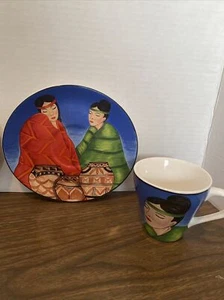 Sango Twilight (4884) native american woman Set Of 4 Cups And Saucers - Picture 1 of 4
