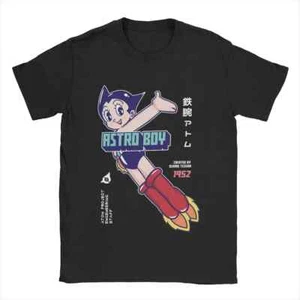 Men's T-Shirt Astro Boy Anime Vintage Pure Cotton Tee Shirt Short Sleeve - Picture 1 of 2