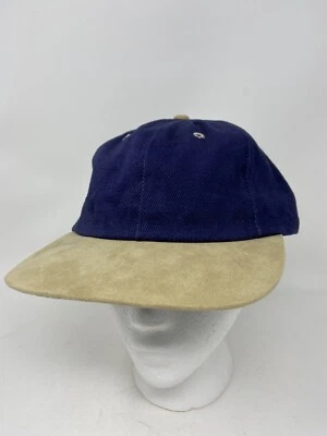 Винтажная шляпа A&E Network Channel с ремешком сзади замшевая с козырьком синяя и бежевая новая из старых запасов сделано в США - Изображение 1 из 4