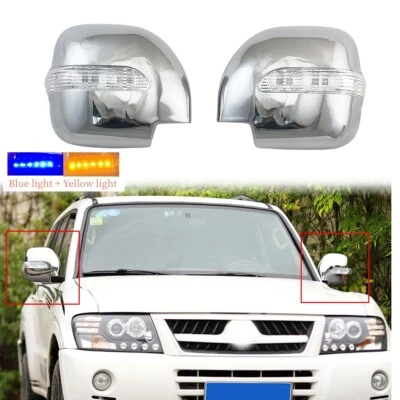 Cubiertas de espejos retrovisores laterales cromados con luz LED para Mitsubishi Montero 2001-2005 Foto 1 de 4
