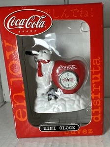 Coke Brand Coca Cola Mini Clock Polar Bear Heart New in Box - Picture 1 of 5