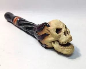 Large Skull Collectible Smoking Pipe With Twisted Stem - Handmade Studio - Picture 1 of 12