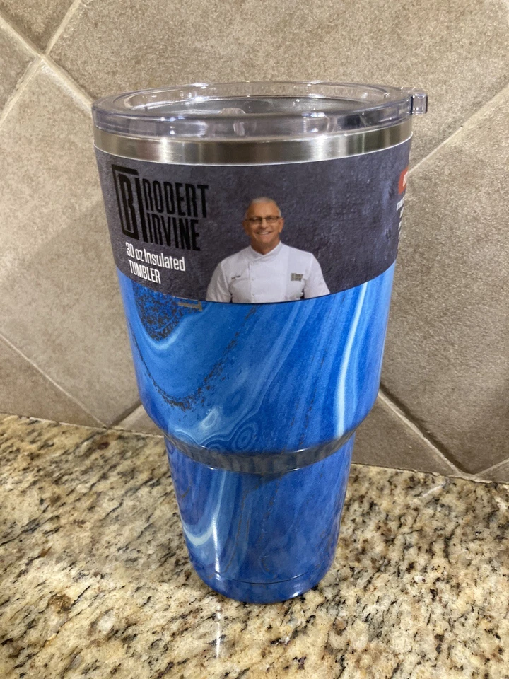 Robert Irvine 30 Oz Azul Geo Vaso Regalos Vacaciones Navidad NUEVO Viaje Foto 1 de 3