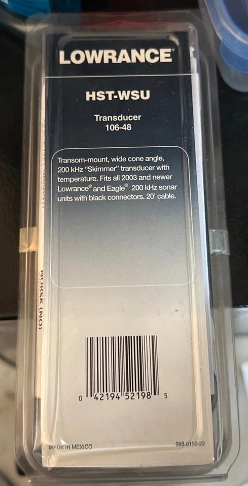 Transductor Skimmer Lowrance HST-WSU 200 kHz con sensor de temperatura - negro Foto 1 de 1