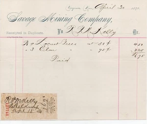 1890 Billhead from the Savage Mining Company Virginia City Nevada - Picture 1 of 1