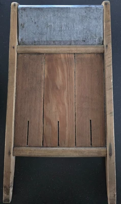 Antique Washboard, National Washboard Co., Galvanized Metal, Stamped Graphics - Image 1 of 4